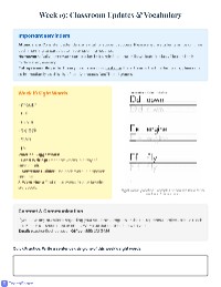 Classroom Weekly Update