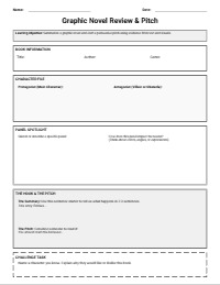 Graphic Novel Pitch and Review Worksheet