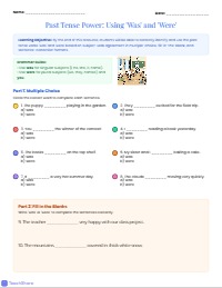 Mastering Was and Were Practice Assessment