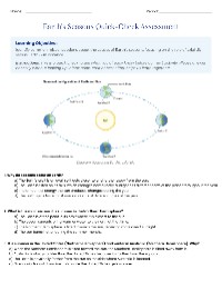 P9 Quick-Check: Understanding Earth's Seasons v7