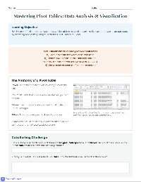 Mastering Excel Pivot Tables