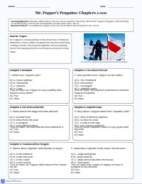 Mr. Popper's Penguins Reading Comprehension Study