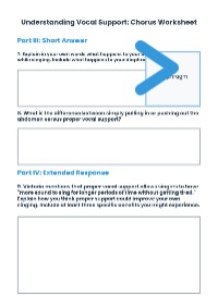 Vocal Support Techniques Worksheet