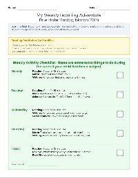 First Grade Weekly Homework Packet