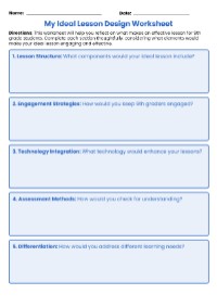 Ideal Lesson Design Worksheet