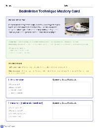Badminton Technique Mastery Card
