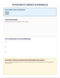 Shark Tank Pitch Evaluation Rubric