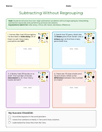Two-Digit Subtraction Word Problem Adventures