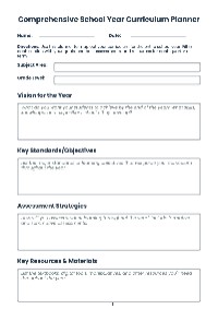 Year-Long Curriculum Planner
