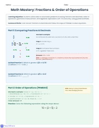 Math Skills Remediation Worksheet