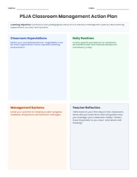 Comprehensive Classroom Management Planning Template