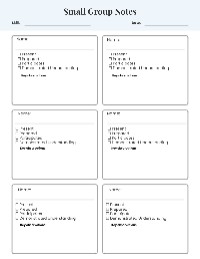 Small Group Discussion Notes
