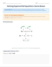 Exponential Equations Exit Ticket