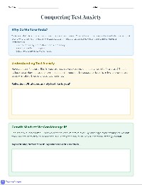 Test Anxiety Student Worksheet