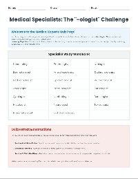 Medical Specialists Quiz