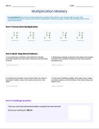 Formal Multiplication Skills Assessment