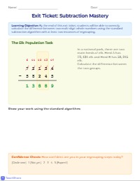 Exit Ticket: Subtraction Check