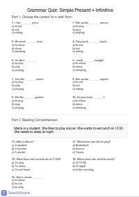 Present simple + Infinitive Quiz