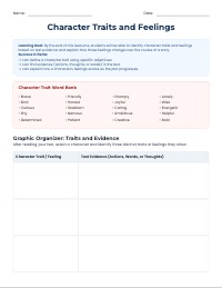 Character Traits and Feelings Detective Worksheet