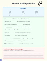 Music Spelling and Vocabulary Practice