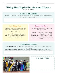 Weekly Plan for Physical Development