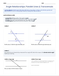 Mastering Parallel Lines and Transversals Worksheet