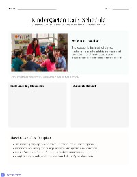 Kindergarten Daily Schedule Guide