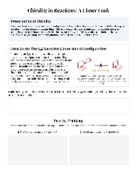 Stereochemistry in Organic Reactions