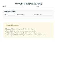 Elementary Weekly Homework Pack