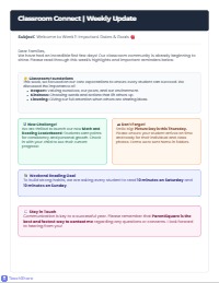 Welcome Back: First Week Newsletter