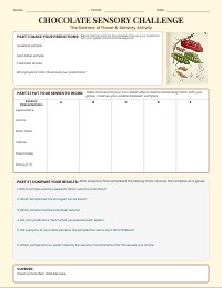 Chocolate Sensory Analysis Discovery Worksheet
