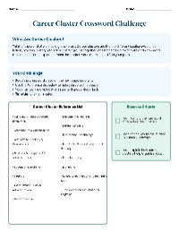 Career Cluster Crossword Challenge