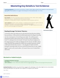 Mastering Text Evidence and Key Details