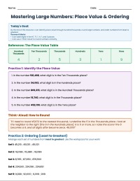 Mastering Numbers Up To Hundred Thousands