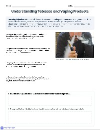 Tobacco and Vaping Practice Worksheet