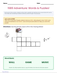 Fun With 1989: A Classroom Crossword
