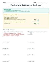 Mastering Decimal Addition and Subtraction