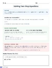 Two-Step Equations Practice