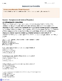 Examen de Español: Comida y Verbos