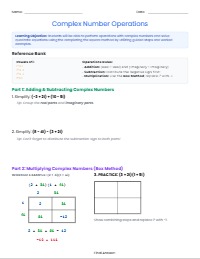Algebra 2 Complex Numbers and Quadratics Support