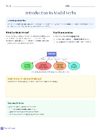 Introduction to Modal Verbs
