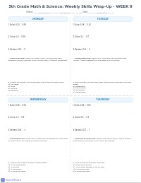 5th Grade Weekly Math and Science Homework