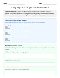 Grammar and Reading Fluency Skills Diagnostic