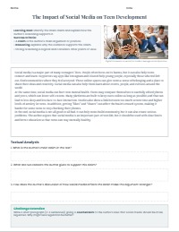 Analyzing Arguments: Social Media and Teens
