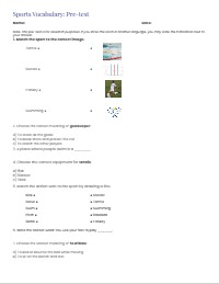 Sports Vocabulary Mastery Pre-Test