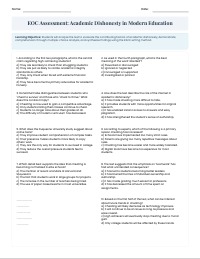 Rising Academic Dishonesty EOC Practice Assessment