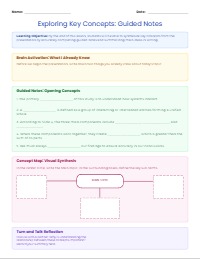 Guided Note Sheet for Presentation