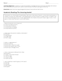 Reading Fluency Goal 11 - 12 Benchmark 1
