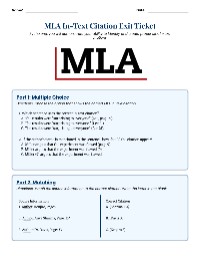 MLA In-Text Citation Practice