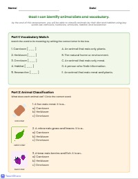 Assessment: Animal Researchers Lesson 1